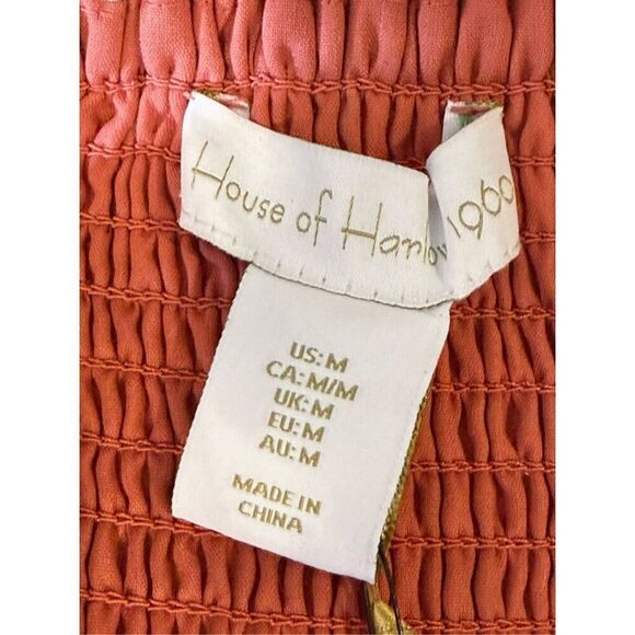 NWT House of Harlow 1960 Linen Spaghetti Strap Terracotta Smock Crop Top Medium - Picture 4 of 10
